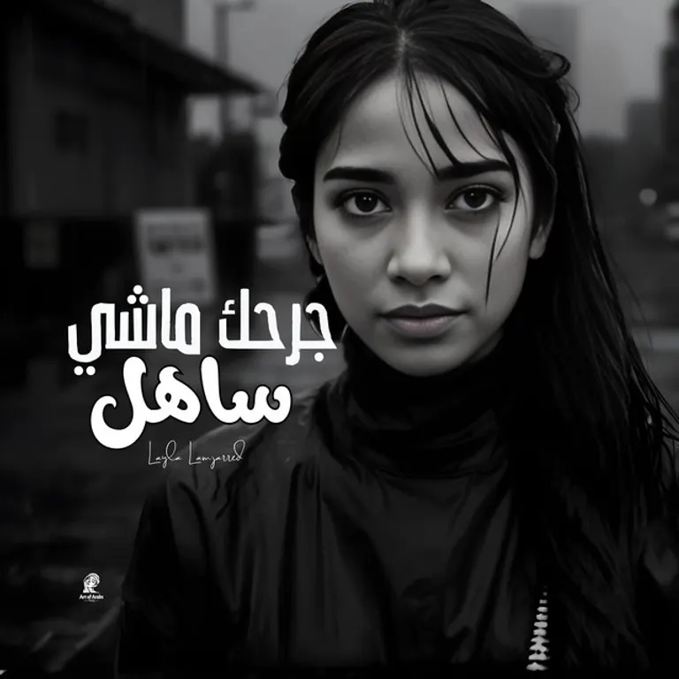 صورة بالأبيض والكحل لامرأة شعرها مبلول، وعنوان الأغنية مكتوب حداها